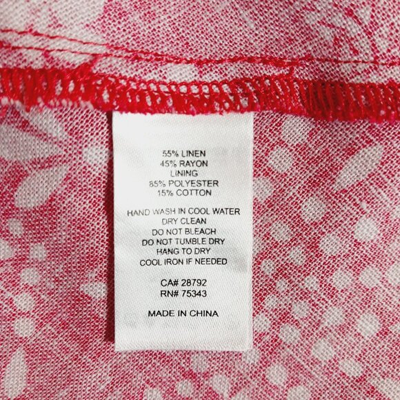 House of Harlow 1960, Small, Mini Sundress, Red/White, Tie Shoulders, Linen Blen - Picture 16 of 16